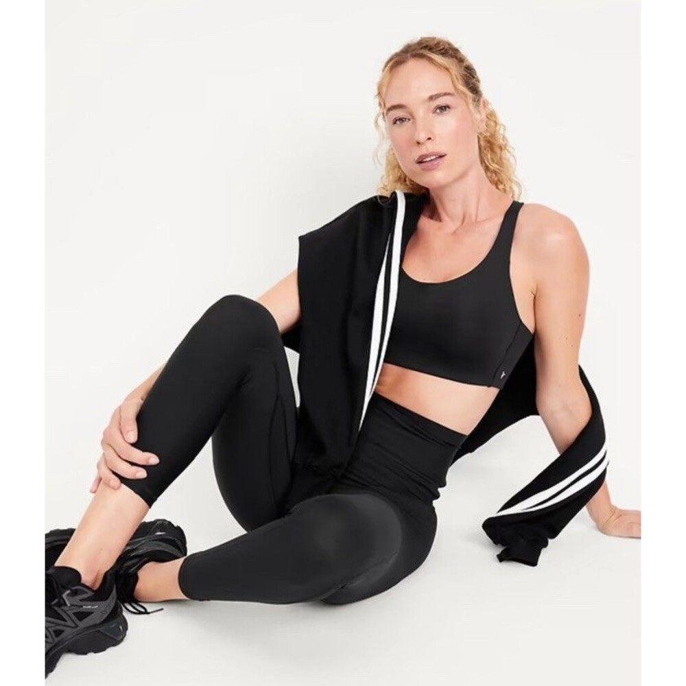 Old Navy High Support PowerSoft Sports Bra Black 34C NWT
